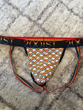 2xist Rainbow Print Jockstrap with Black Waistband